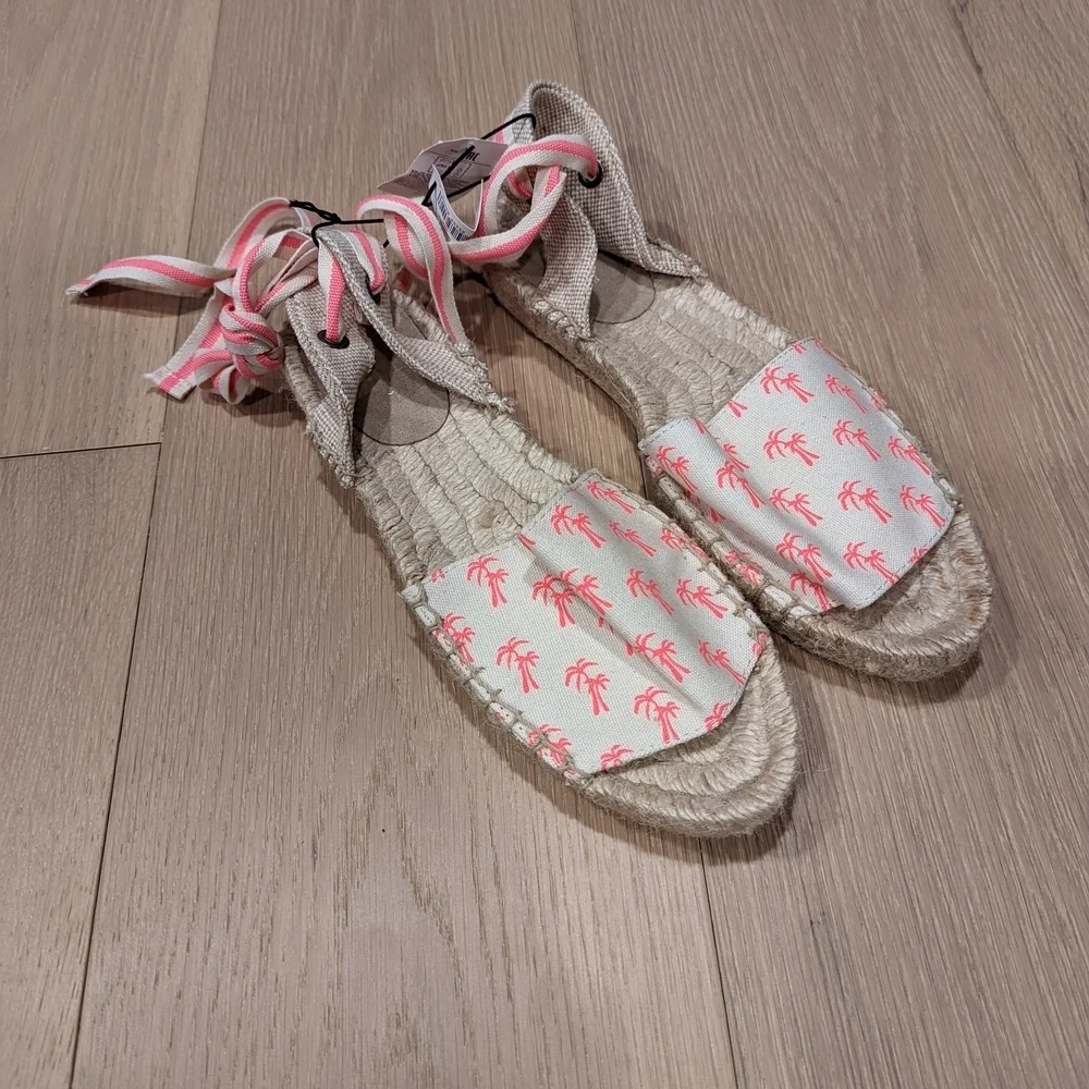 Women's Beige and Pink Espadrille Sandals